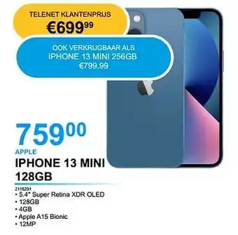 VCD Apple iphone 13 mini 128gb aanbieding