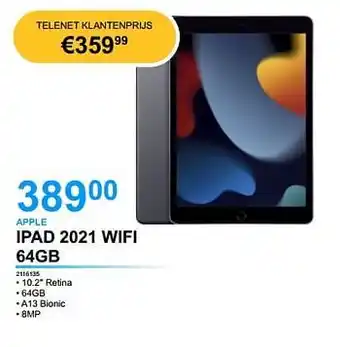 Elektro Van Assche Apple ipad 2021 wifi 64gb aanbieding