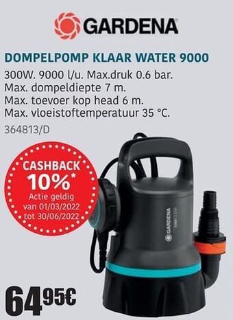 HandyHome Gardena dompelpomp klaar water 9000 aanbieding