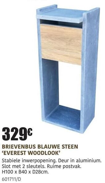 HandyHome Brievenbus blauwe steen everest woodlook aanbieding