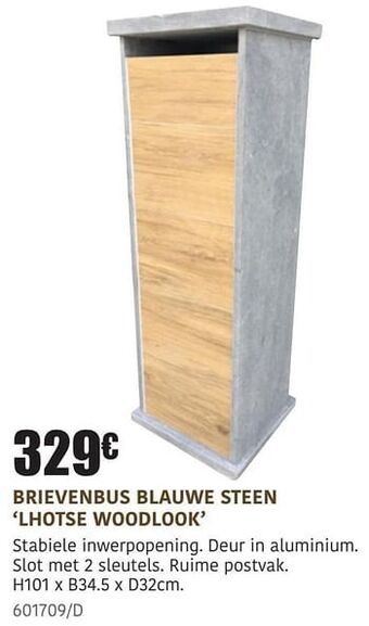 HandyHome Brievenbus blauwe steen lhotse woodlook aanbieding
