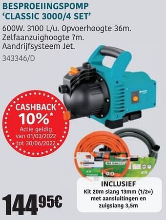 HandyHome Gardena besproeiingspomp classic 3000-4 set aanbieding