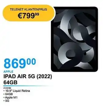 VCD Apple ipad air 5g (2022) 64gb aanbieding