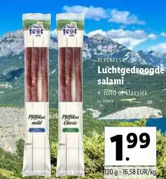 Lidl Alpenfest Luchtgedroogde Salami aanbieding