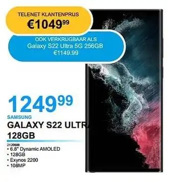 EHBO PC Samsung galaxy s22 ultra 5g 128gb aanbieding