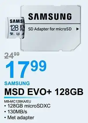 AUVA Samsung msd evo+ 128gb mb-mc128ka-eu aanbieding