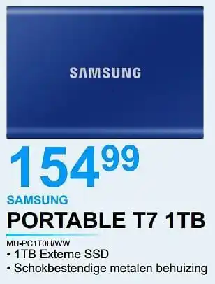 AUVA Samsung portable t7 1tb mu-pc1t0h-ww aanbieding