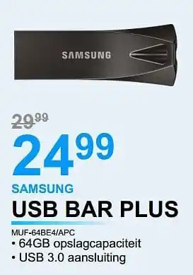 EHBO PC Samsung usb bar plus muf-64be4-apc aanbieding