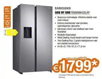 Expert Samsung side by side rs68a8842sl-ef aanbieding