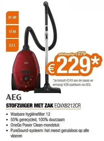 Expert Aeg stofzuiger met zak eqvx8212cr aanbieding
