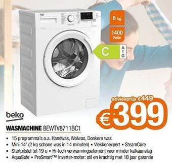 Expert Beko wasmachine bewtv8711bc1 aanbieding