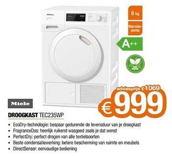 Expert Miele droogkast tec235wp aanbieding