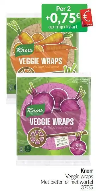 Intermarché Knorr veggie wraps met bieten of met wortel aanbieding