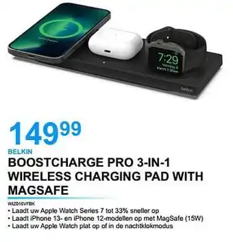 Derco Systems Belkin boostcharge pro 3-in-1 wireless charging pad with magsafe aanbieding