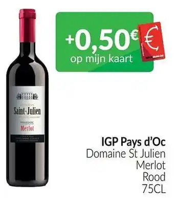 Intermarché Igp pays d’oc domaine st julien merlot rood aanbieding