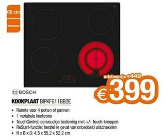 Expert Bosch kookplaat bipkf611bb2e aanbieding