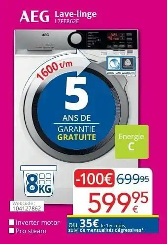 Eldi Aeg lave-linge l7fe862e aanbieding