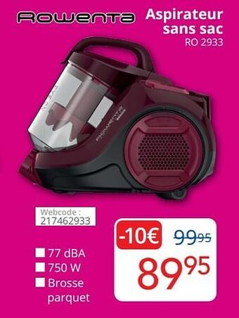 Rowenta aspirateur sans sac ro 2933