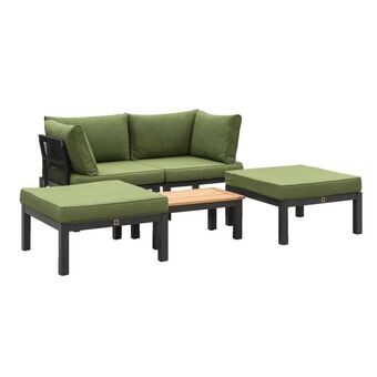 Leen Bakker Le Sud modulaire loungeset Ardèche met groene kussens Brest - 5-delig aanbieding