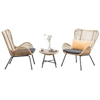 Leen Bakker Le Sud loungeset Monte Carlo - naturelkleur - 3-delig aanbieding