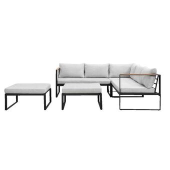 Leen Bakker Loungeset Prades met kussens - antracietkleur - 5-delig aanbieding