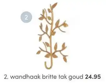 Baby & Tiener Wandhaak britte tak goud aanbieding