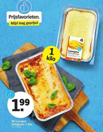 Albert Heijn Ah Lasagne Bolognese aanbieding