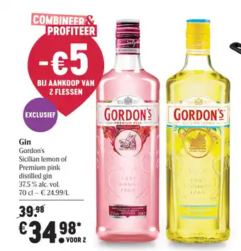 Gin Gordon's Sicilian lemon of Premium pink distilled gin