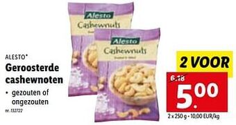 Lidl Geroosterde cashewnoten aanbieding