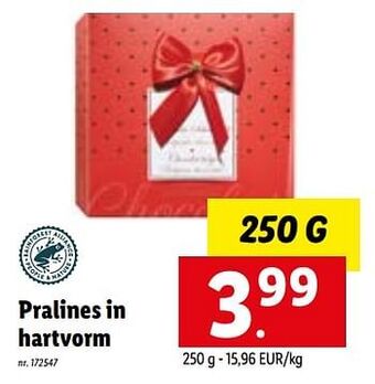 Lidl Pralines in hartvorm aanbieding