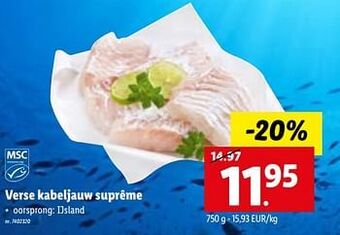 Lidl Verse kabeljauw suprême aanbieding