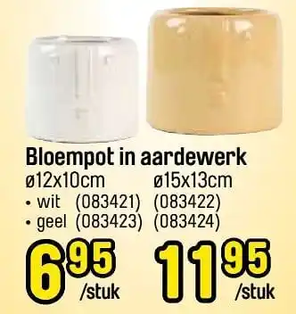 Happyland Bloempot in aardewerk wit aanbieding