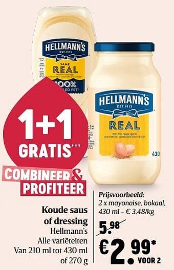 Delhaize Hellmann`s mayonaise aanbieding