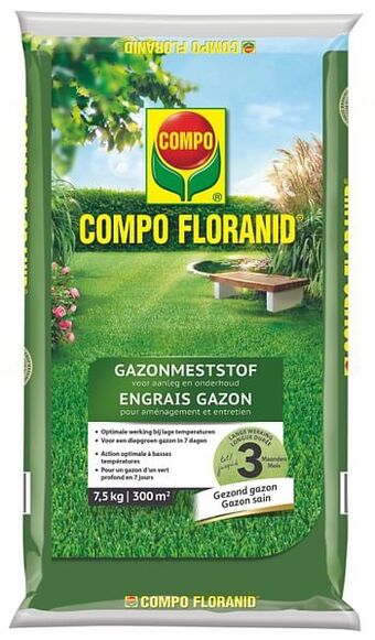 Brico Compo gazonmeststof Floranid Aanleg & Onderhoud 300m² 7,5kg aanbieding