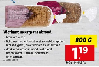 Lidl Vierkant meergranenbrood aanbieding