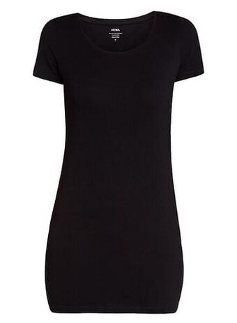 HEMA Dames T-shirt Extra Lang Zwart (zwart)