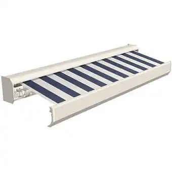 Brico Domasol zonnetent elektrisch met afstandsbediening ’Factor 30-A’ blauw/witte strepen 550 x 300 cm aanbieding