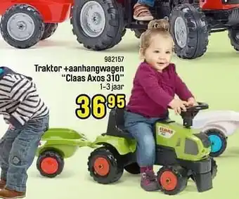 Traktor +aanhangwagen claas axos 310