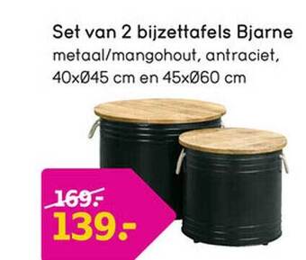 Leen Bakker Set Van 2 Bijzettafels Bjarne aanbieding