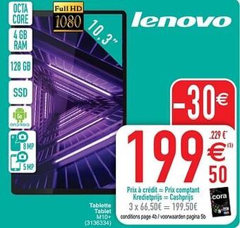Cora Lenovo tablette tablet m10+ aanbieding