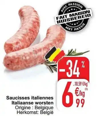 Cora Saucisses italiennes italiaanse worsten aanbieding