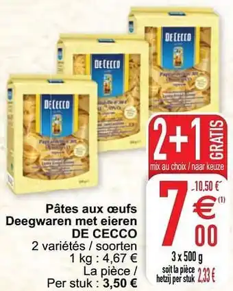 Cora Pâtes aux oeufs deegwaren met eieren de cecco aanbieding