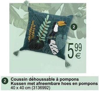Cora Coussin déhoussable à pompons kussen met afneembare hoes en pompons aanbieding