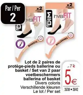 Cora Lot de 2 paires de protège-pieds ballerine ou basket - set van 2 paar voetbeschermers ballerina of basket aanbieding