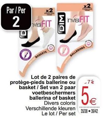 Cora Lot de 2 paires de protège-pieds ballerine ou basket - set van 2 paar voetbeschermers ballerina of basket aanbieding