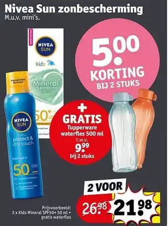 Kruidvat Kids mineral spf50+ + gratis waterfles aanbieding