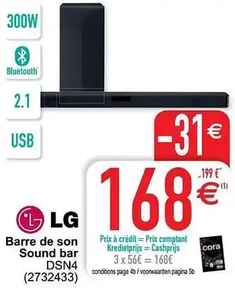 Cora Lg barre de son sound bar dsn4 aanbieding