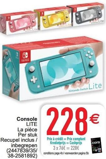 Cora Console lite aanbieding
