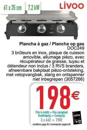 Cora Livoo plancha à gaz - plancha op gas doc249 aanbieding