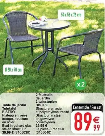 Cora Table de jardin tuintafel bistro aanbieding